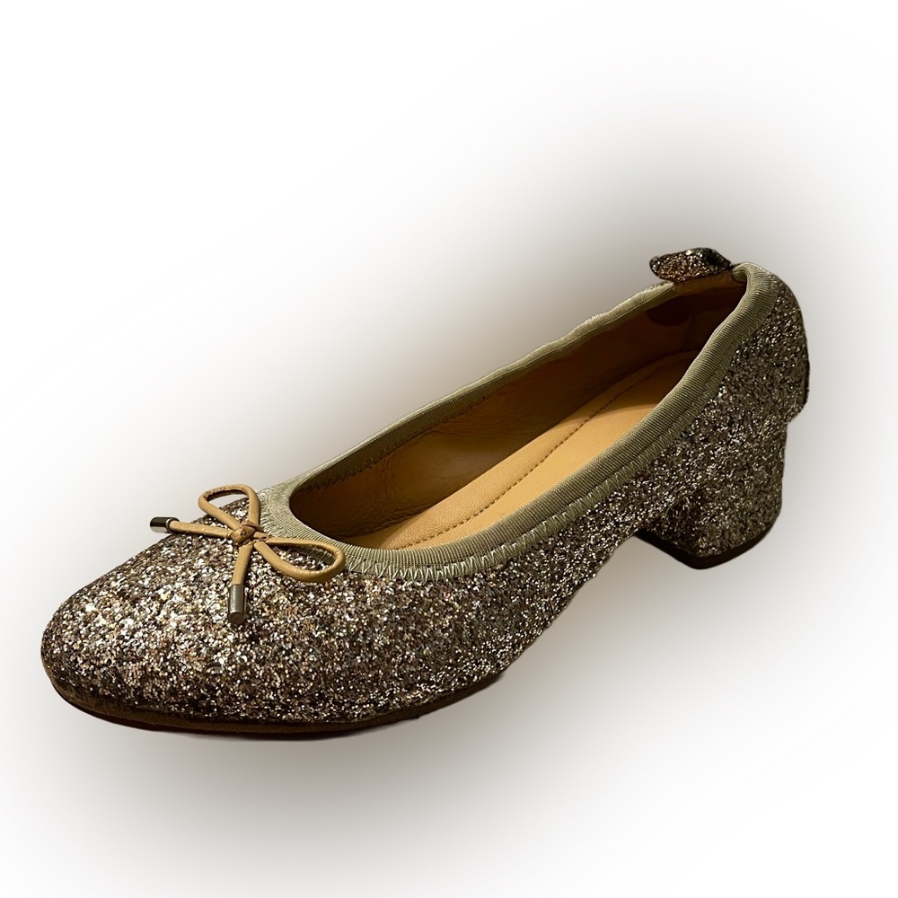 Yosi Samra Glitter Heels / Gold / Size 10